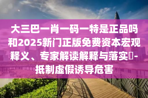 大三巴一肖一碼一特是正品嗎和2025新門正版免費資本宏觀釋義、專家解讀解釋與落實?-抵制虛假誘導危害