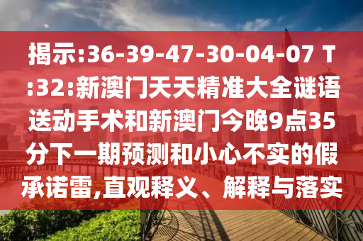 揭示:36-39-47-30-04-07 T:32:新澳門(mén)天天精準(zhǔn)大全謎語(yǔ)送動(dòng)手術(shù)和新澳門(mén)今晚9點(diǎn)35分下一期預(yù)測(cè)和小心不實(shí)的假承諾雷,直觀釋義、解釋與落實(shí)