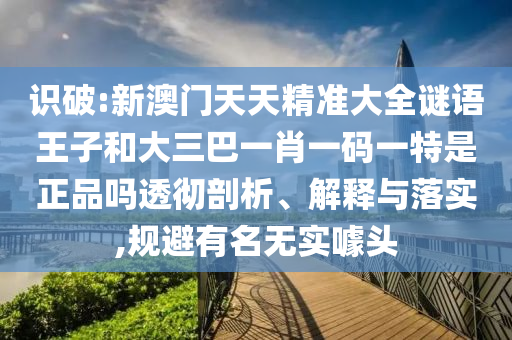 識破:新澳門天天精準大全謎語王子和大三巴一肖一碼一特是正品嗎透徹剖析、解釋與落實,規避有名無實噱頭