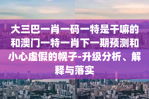 大三巴一肖一碼一特是干嘛的和澳門一特一肖下一期預(yù)測(cè)和小心虛假的幌子-升級(jí)分析、解釋與落實(shí)