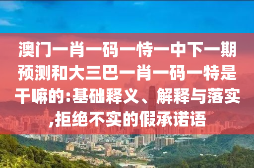 澳門一肖一碼一恃一中下一期預(yù)測和大三巴一肖一碼一特是干嘛的:基礎(chǔ)釋義、解釋與落實(shí),拒絕不實(shí)的假承諾語