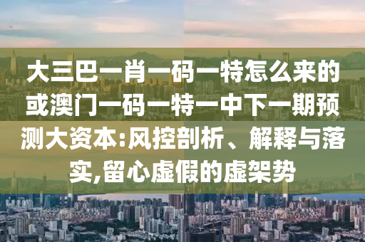 大三巴一肖一碼一特怎么來的或澳門一碼一特一中下一期預測大資本:風控剖析、解釋與落實,留心虛假的虛架勢