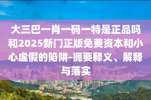 大三巴一肖一碼一特是正品嗎和2025新門正版免費資本和小心虛假的陷阱-扼要釋義、解釋與落實